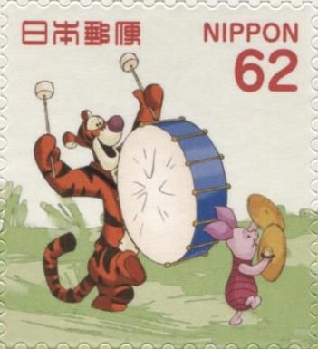 Tigger and Piglet with Drum and Cymbals