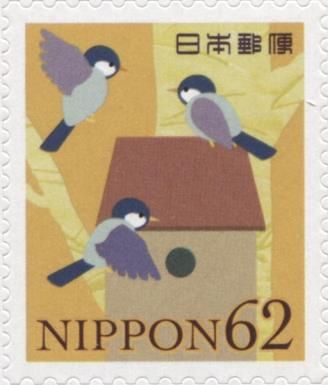 Titmice and Birdhouse