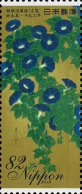 "Morning Glories" (detail) by Suzuki Kiitsu