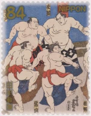 Sumo Wrestling Woodblock, Utagawa Toyokuni III