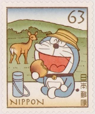Doraemon Having a Picnic With a Deer
