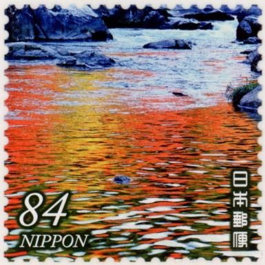 Korankei Gorge Reflected on the Surface of the River (Aichi)