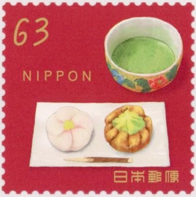 Matcha green tea and fresh sweets