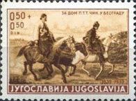 Postman on a horse and attendant