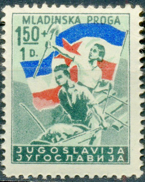 Flag and Young Laborers