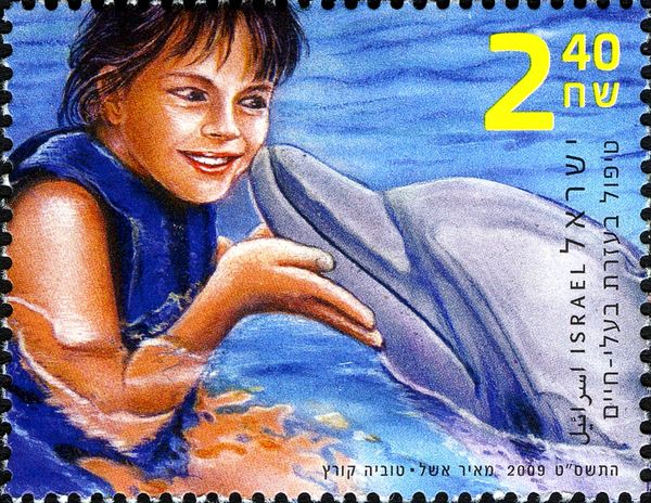 Girl and dolphin