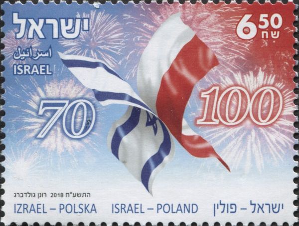Israeli and Polish Flags