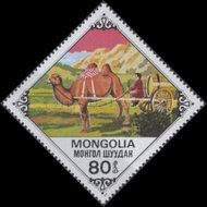 Bactrian Camel (Camelus bactrianus) pulling Cart