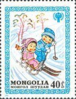 Children on Sledge and Skis