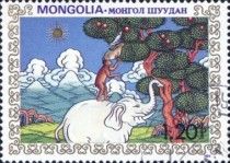 Monkey on Back of White Elephant