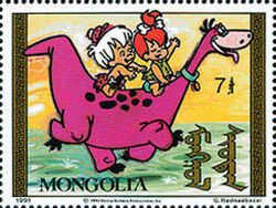 Bamm-Bamm, Pebbles riding Dino