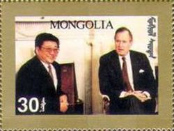 Punsalmaagin Ochirbat and George Bush