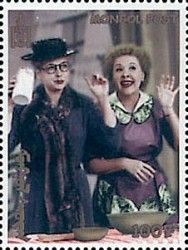Lucy and Ethel with Arms Raised
