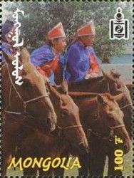 Mongolian children on horses