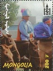 Mongolian children on horses