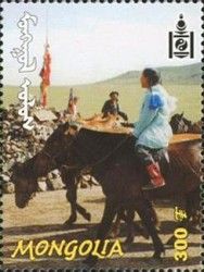 Mongolian girl on horse
