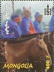 Mongolian children on horses