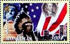 Statue of Liberty, Indian Chief, USA Flag, George Washington