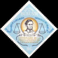 Abraham Lincoln, broken chain and scales
