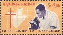 Scientist with Microscope and Map of Burundi