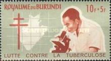 Scientist with Microscope and Map of Burundi