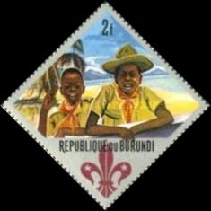 Boy Scout and Cub Scout giving scout sign