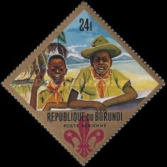 Boy scout & cub scout giving scout sign