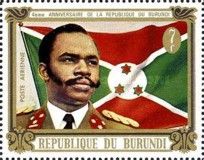 Pres. Michael Micombero and Burundi flag