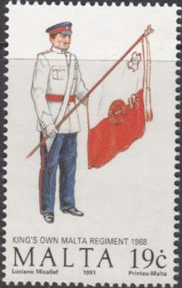 Officer with Queen's Colour, Kings Own Malta Regiment, 1968