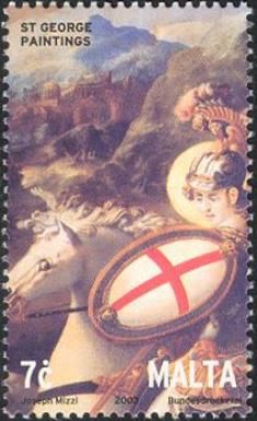 St George displaying his Shield