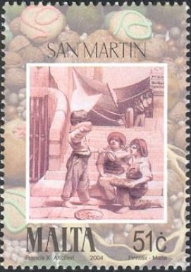 Children with St. Martin's bag of nuts (San Martin)