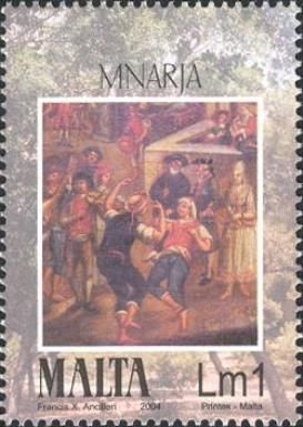 Peasants in tradional costumes singing & dancing (Mnarja)