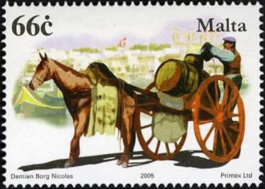 Horse-drawn water sprinkler cart