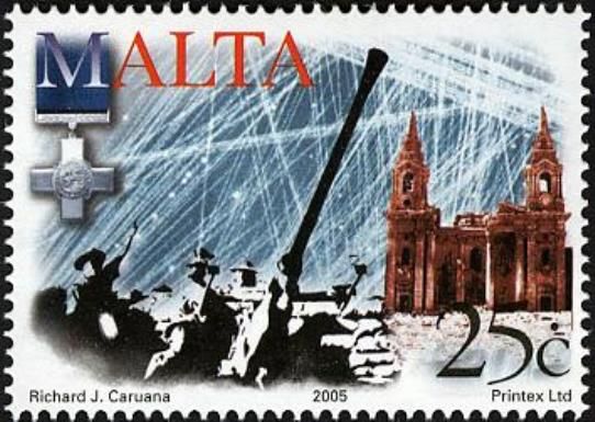 Anti-aircraft guns and St Publius Church, Floriana