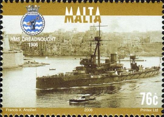 HMS Dreadnought leaving Grand Harbour, November 1913