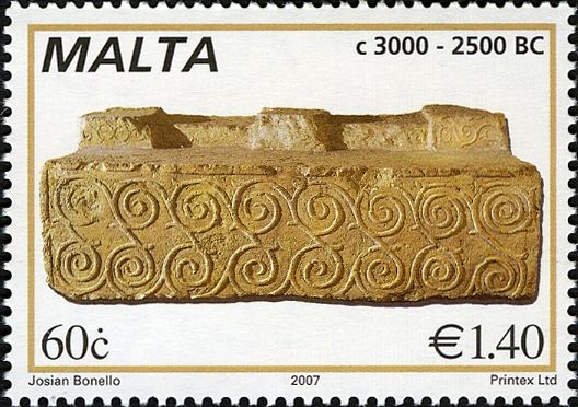 Stone carved spiral pattern
