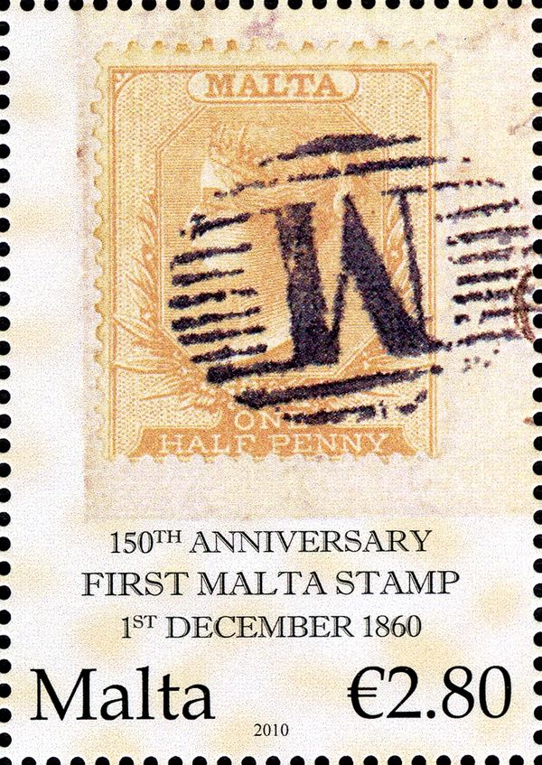Cancelled Malta 1860 ½d buff stamp