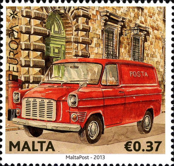 Ford Transit Mark 1 passing former GPO, Valletta