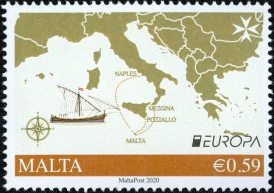 Map of Malta-Italy Postal Routes