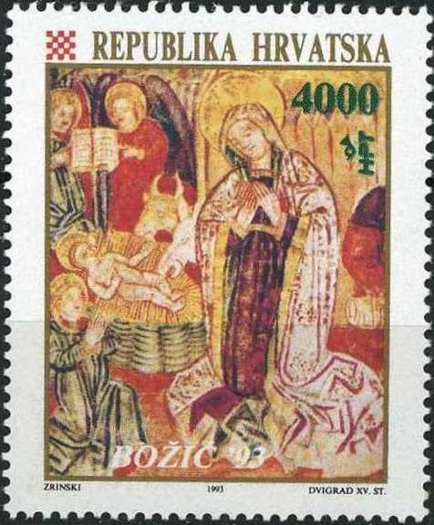 15th century fresco "Birth of Christ" from St. Mary church i