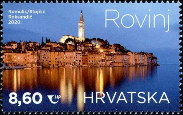 Panorama of Rovinj with Bell Tower of Church of St Euphemia