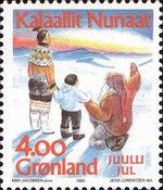 Mother and child with Santa Claus