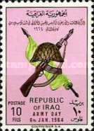 Steel helmet, rifle, rolled flag