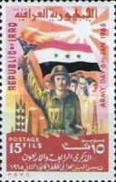 Soldier with a torch, crowd, flag, industrial plants, ear, s