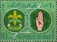 Boy Scout badge and hand signal