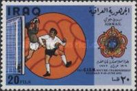 Goalkeeper and football player in front of a goal, CISM embl