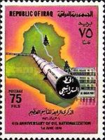 Map of Iraq, pipeline, drilling rigs