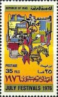 Symbols for agriculture, industry and construction; workers,