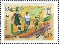 Football players in front of world map