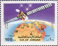 Satellite over map of Arab countries